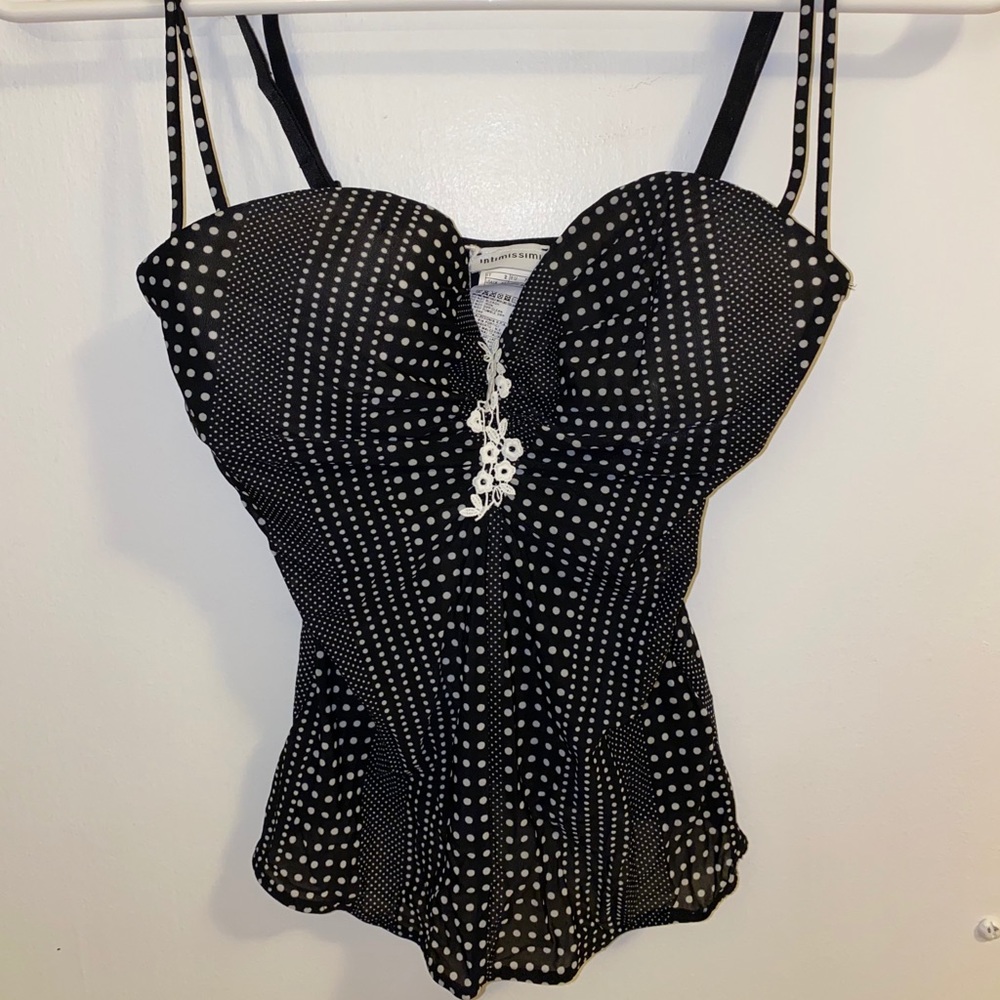Victoria Secret Black Corset Bra Bustier Top 32 B